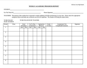 progress report template student weekly progress report template