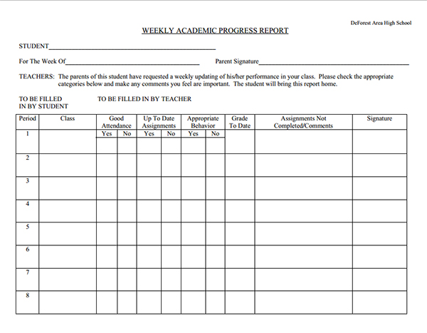 progress report template