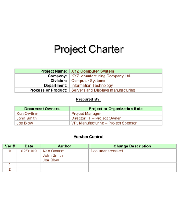 project charter example