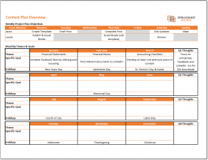 project list template content calendar and plan template