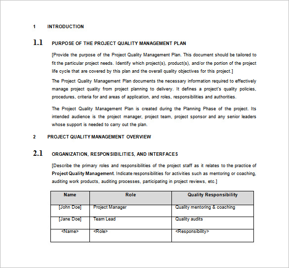 project management plan template