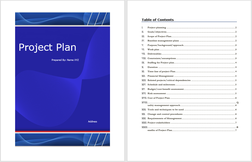 project plan template word