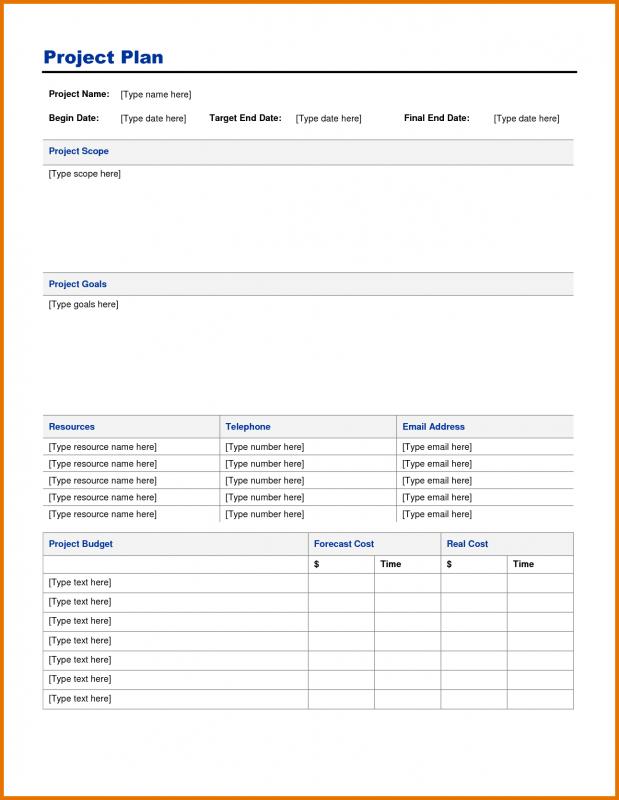 project plan template word