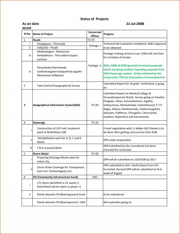 project progress report template