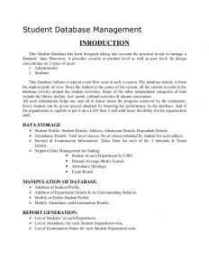 project report format academic project student database management synopsis