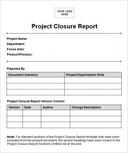 project report template download project closure report template in word