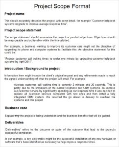 project scope example project scope sample word form free