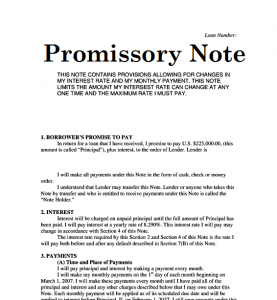 promissory note example promissory note