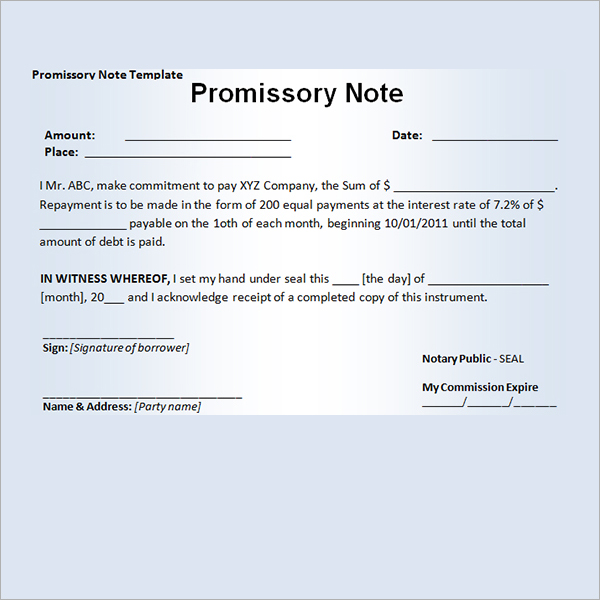 promissory note example