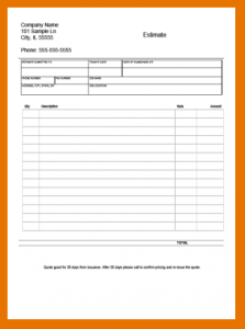 promissory note format contractor estimate template