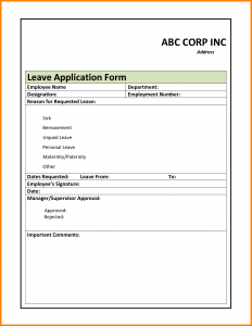 promissory note format leave application format for employees