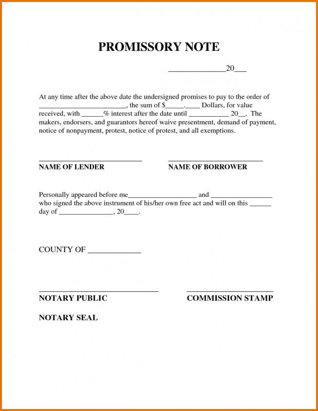 Promissory Note Sample Template Business