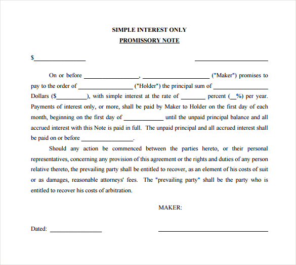 promissory note sample