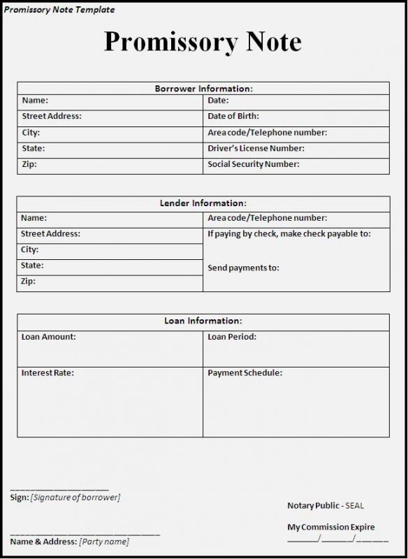 promissory note template