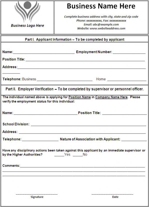 proof of employment form