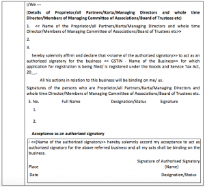 proof of income documents declaration for authorised signatory