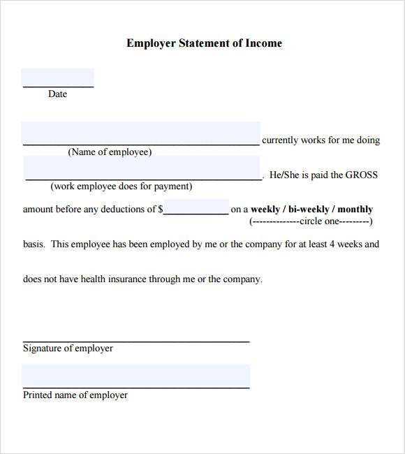 proof of income form