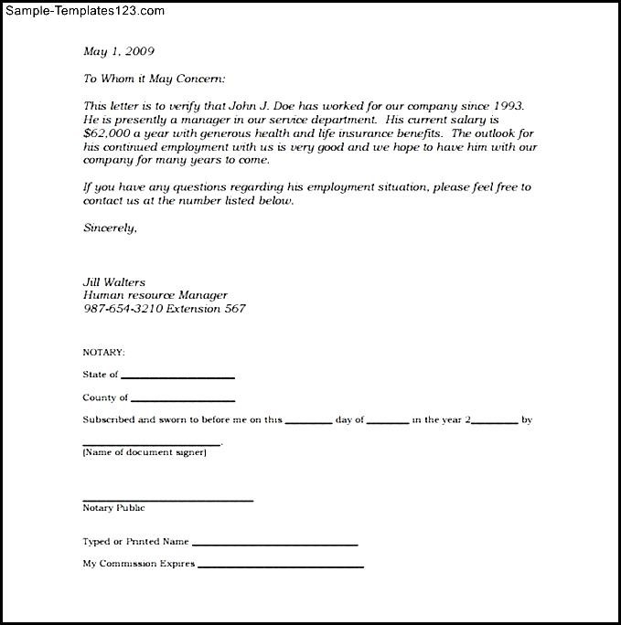 Proof Residency Letter Notarized