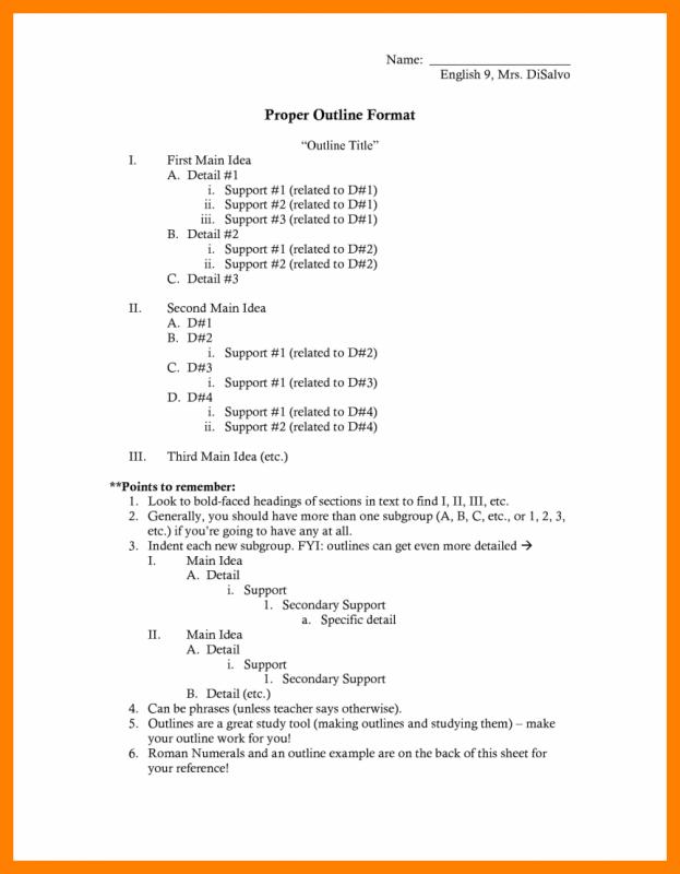 correct outline format