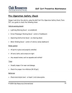 property inspection checklist golf cart preventive maintenance