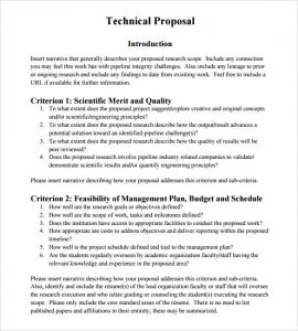 proposal outline template technical proposal template free