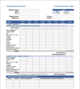 proposal template doc weekly expense report