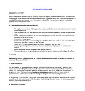 proposal writing example nasa unsolicited proposal template