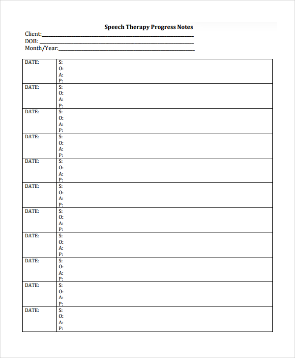 Counseling Progress Notes Template