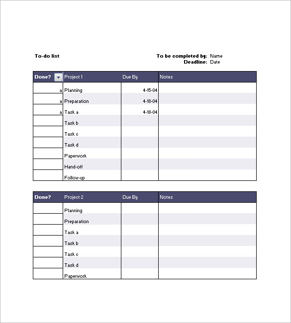 punch list template