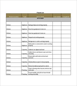 punch list template sample punch list template