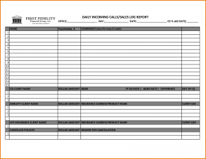 punch list templates sales call log template