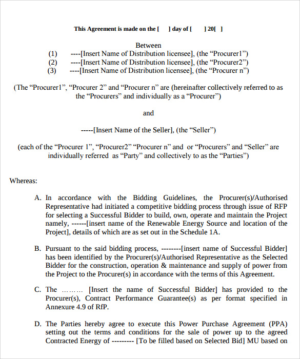 purchase agreement sample