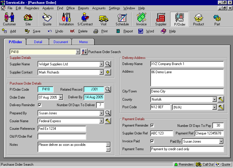 purchase order example