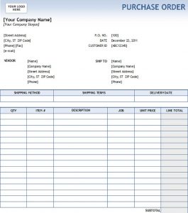 purchase order form simple purchase order form