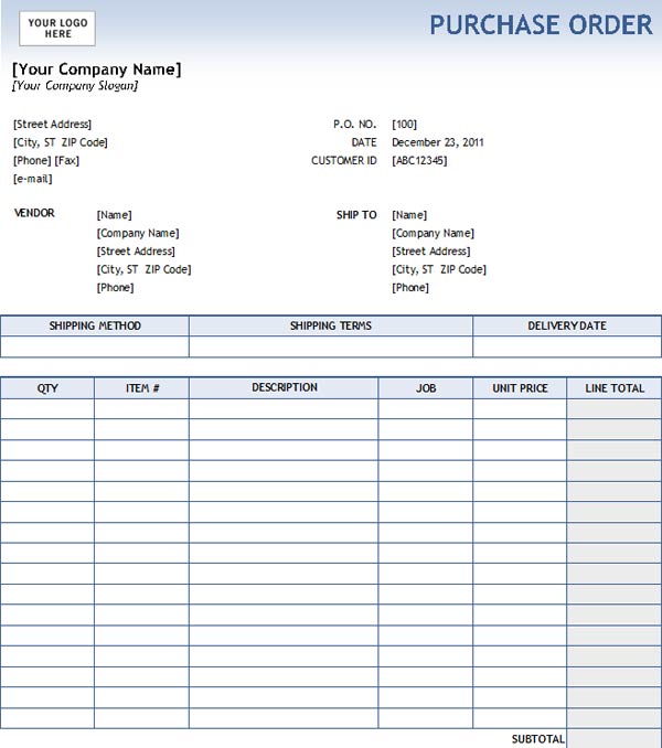 purchase order form