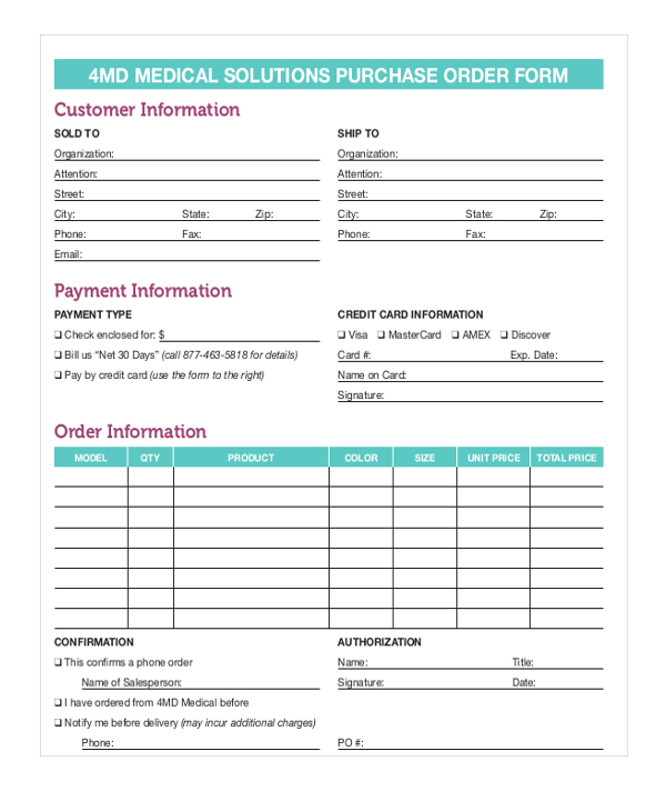 purchase order form