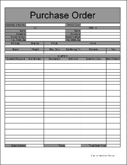 purchase order form