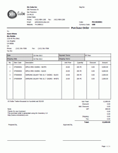 purchase order sample purchase order