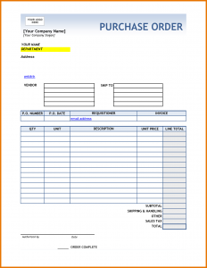 purchase order sample purchase order template sample