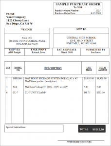 purchase order sample sampleofpurchaseorder