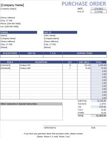 purchase order template purchase order