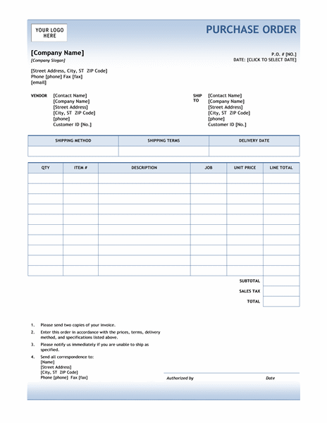 purchase order template