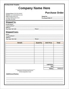 purchase order template word free purchase order template word