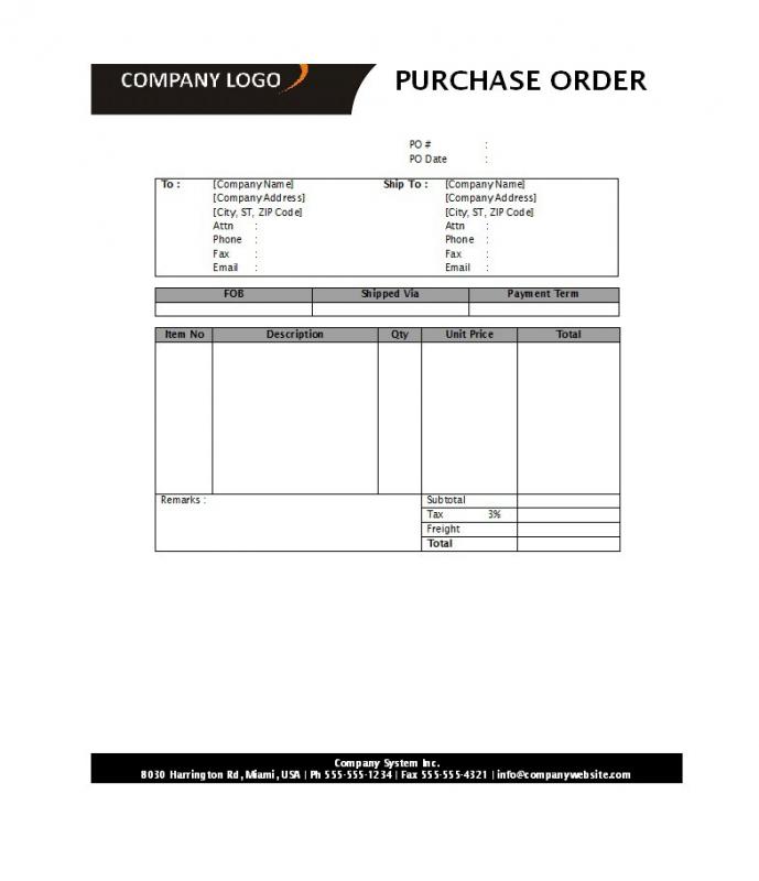 purchase order template word