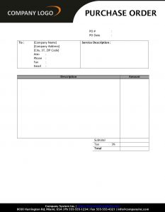 purchase order template word purchase order service sd style