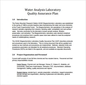 quality assurance plan laboratory quality assurance plan pdf template free download