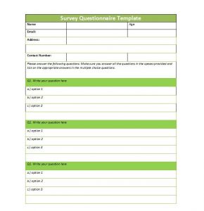 questionnaires templates word questionnaire template