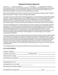 real estate purchase agreement template equipment purchase agreement