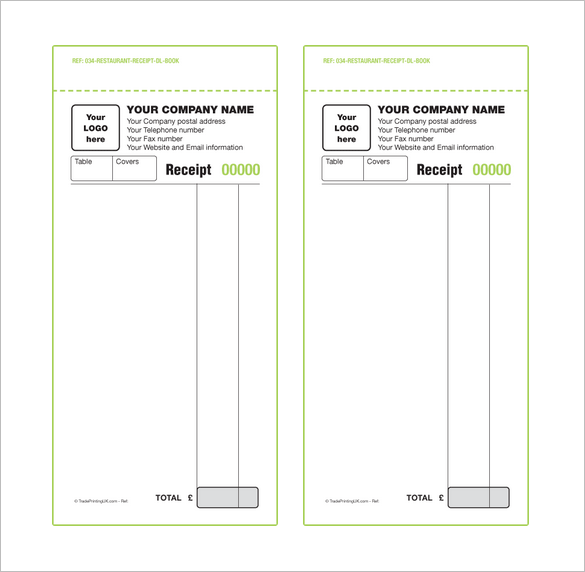 receipt book template