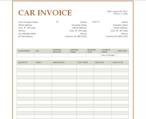 receipt template doc car sale invoice template word